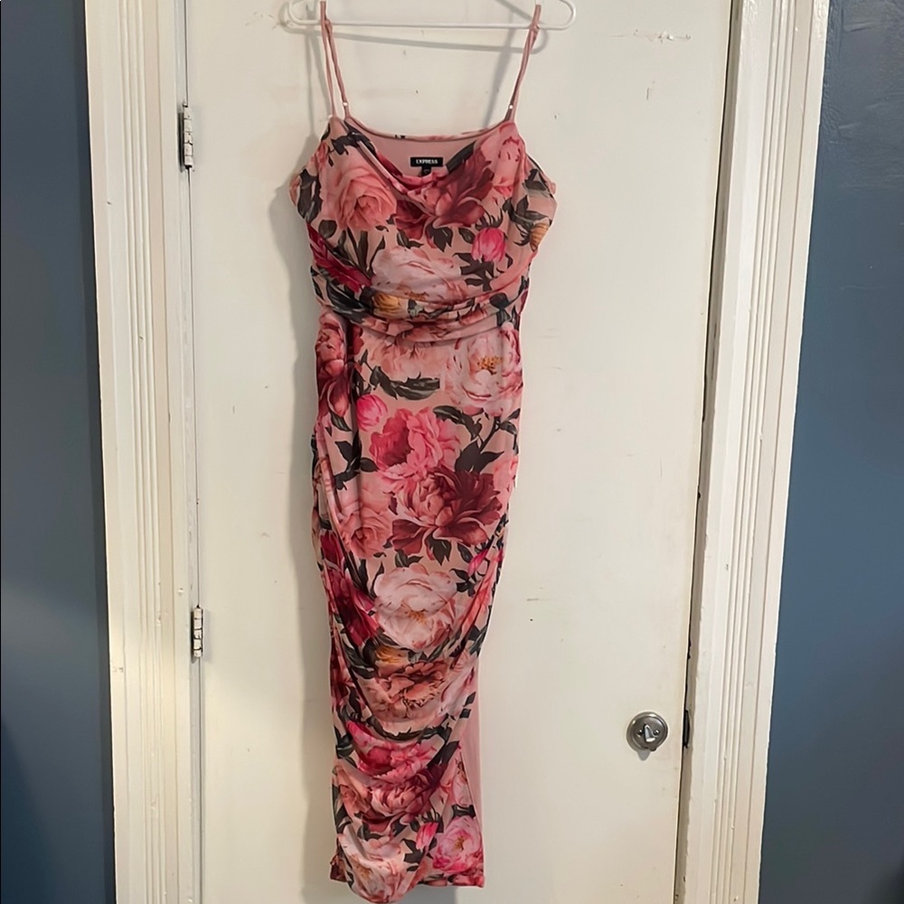 Express Pink Bodycon Maxi Dress Spaghetti Strap